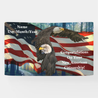 アメリカの新市民権おめでとう 横断幕