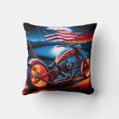 アメリカの旗で月の下にバイクで乗る クッション (裏面)