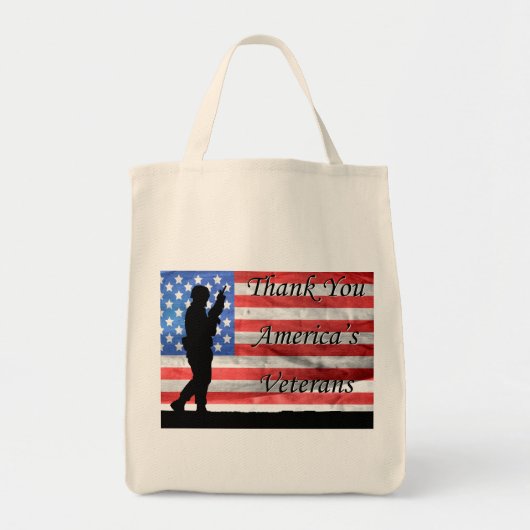 アメリカの旗と兵隊の退役軍人に感謝 トートバッグ (正面)