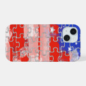 アメリカの旗のパズル iPhone 15ケース (裏面横)