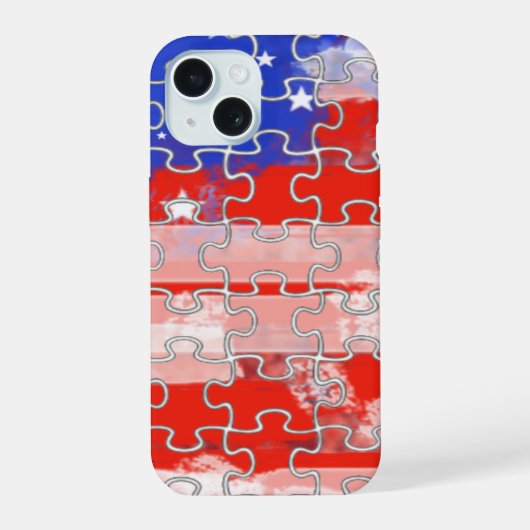 アメリカの旗のパズル iPhone 15ケース (裏面)