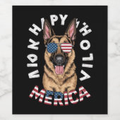 アメリカの旗の色の漫画のドイツの羊飼い ワインラベル (シングルラベル)