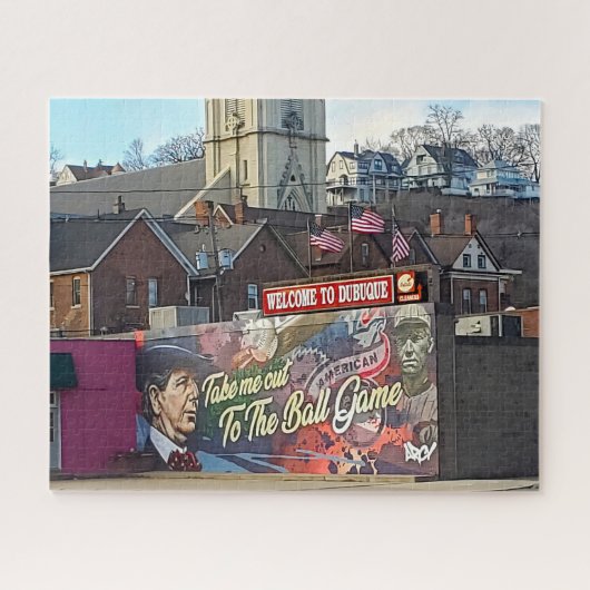 アメリカの旗を持つアイオワのドゥブケへようこそ ジグソーパズル (横)