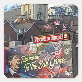 アメリカの旗を持つアイオワのドゥブケへようこそ スクエアシール