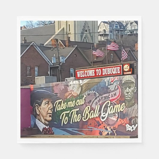 アメリカの旗を持つアイオワのドゥブケへようこそ スタンダードランチョンナプキン (正面)