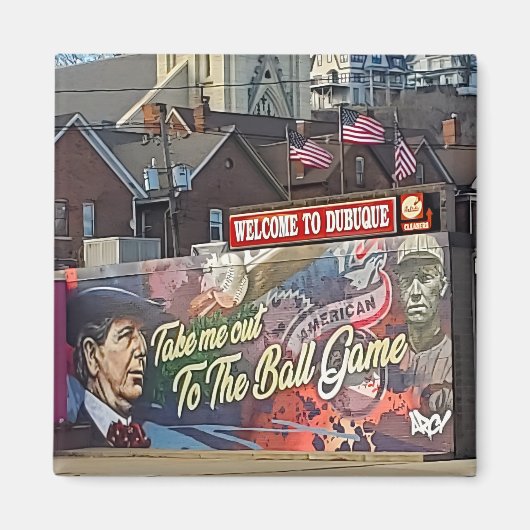 アメリカの旗を持つアイオワのドゥブケへようこそ マグネット (正面)