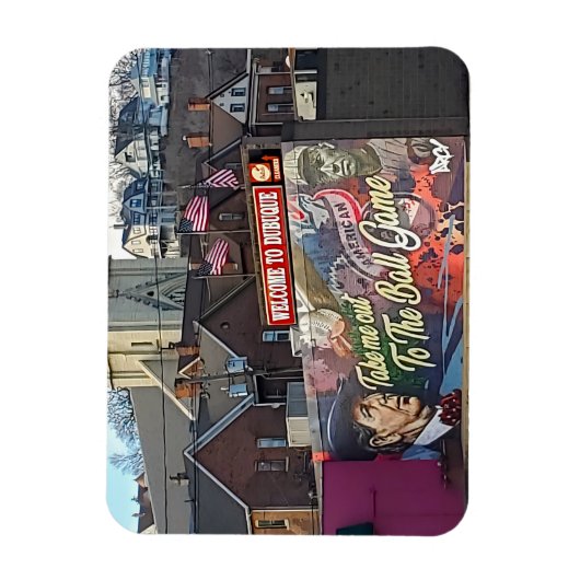 アメリカの旗を持つアイオワのドゥブケへようこそ マグネット (縦)