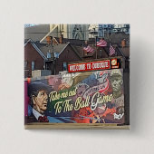 アメリカの旗を持つアイオワのドゥブケへようこそ 缶バッジ (正面)