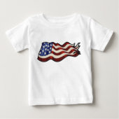 アメリカの旗を振る幼児 ベビーTシャツ (正面)