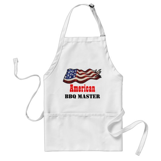 アメリカの旗を振るBBQのマスター スタンダードエプロン (正面)