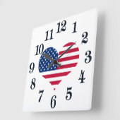 アメリカの旗アメリカ米国のハート スクエア壁時計 (傾斜)