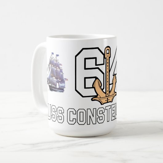 アメリカの旗艦，USS CONSTELATION MUG AMERICA コーヒーマグカップ (正面左)