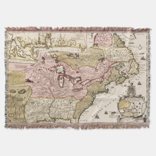 アメリカの旧フランス領植民地の地図 北米ケベック スローブランケット (正面)