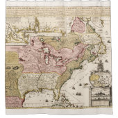 アメリカの旧フランス領植民地地図 北米ケベック シャワーカーテン (正面)