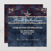 アメリカの星が付いた西部ヴィンテージ卒業写真カード 招待状 (正面/裏面)