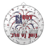 アメリカの星とストライプが7月4日に幸せ ダーツボード (正面)