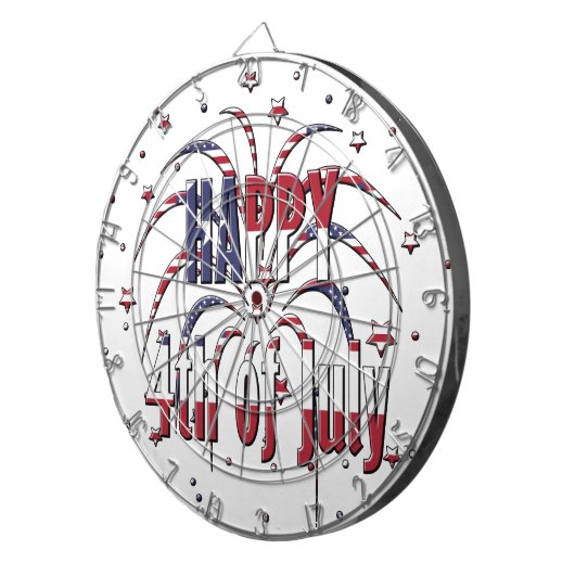 アメリカの星とストライプが7月4日に幸せ ダーツボード (正面右)