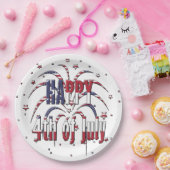 アメリカの星とストライプが7月4日に幸せ ペーパープレート (パーティー)