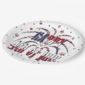 アメリカの星とストライプが7月4日に幸せ ペーパープレート (アングル)