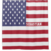 アメリカの星とストライプパーソナライズされた シャワーカーテン (正面)