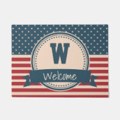 アメリカの星のストライブ柄の愛国心が強い旗のモノグラム ドアマット (正面)