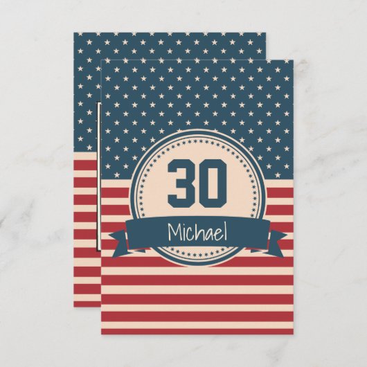 アメリカの星のストライプな旗の誕生日の招待 招待状 (正面/裏面)