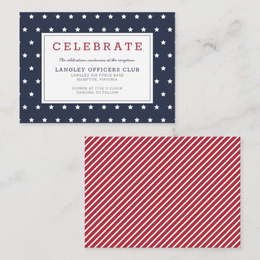 アメリカの星条旗をモチーフにした愛国的な軍隊ウェディング挿入カード エンクロージャーカード (正面/裏面)