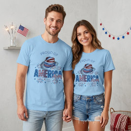アメリカの星条旗ハットと花火 Tシャツ