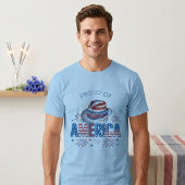アメリカの星条旗ハットと花火 Tシャツ