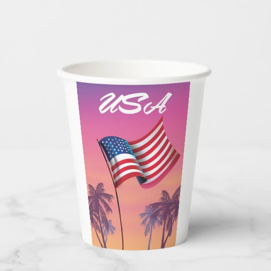 アメリカの星条旗 紙コップ (正面)