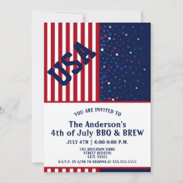 アメリカの星条旗 4th of July BBQ & Brew 招待状