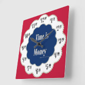 アメリカの時間はお金の時計です スクエア壁時計 (傾斜)