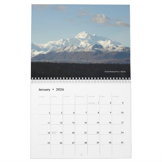 アメリカの景色カレンダー カレンダー (1月 2026)