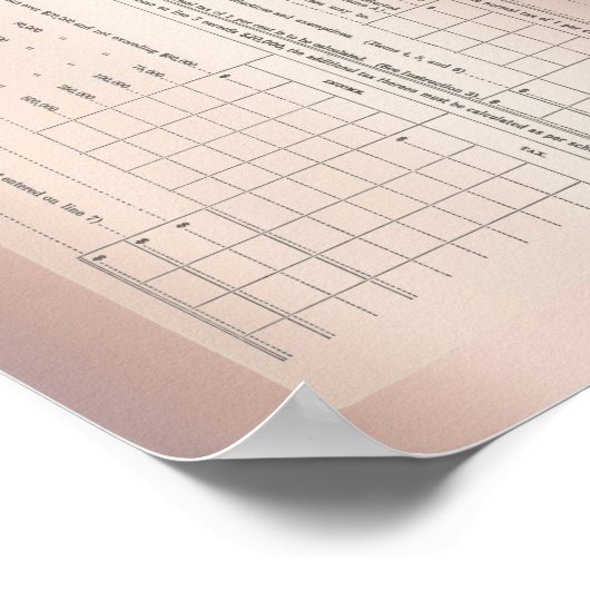 アメリカの最初の所得税型枠1040バラ金ゴールド ポスター (角)