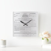 アメリカの最初所得税の型枠の銀製灰色の黒 スクエア壁時計 (ホーム)