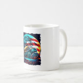 アメリカの月の下のカメとアメリカ国旗のコピー コーヒーマグカップ (正面右)