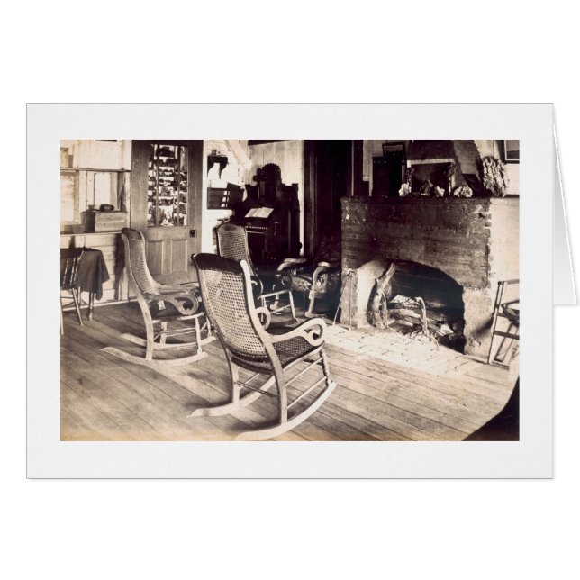 アメリカの木の掘っ建て小屋のインテリア、c.1880s (pho (正面横)