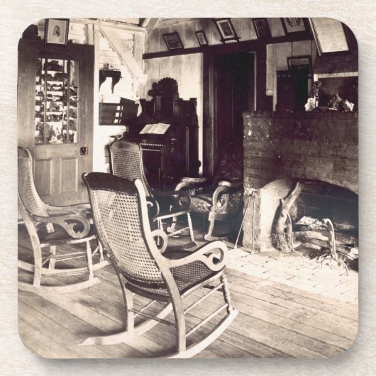 アメリカの木の掘っ建て小屋のインテリア、c.1880s (pho コースター (正面)