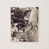 アメリカの木の掘っ建て小屋のインテリア、c.1880s (pho ジグソーパズル (縦)