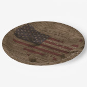 アメリカの木材上素朴旗 |アメリカ愛国心 ペーパープレート (アングル)