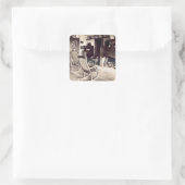 アメリカの木造の小屋のインテリア、c.1880s (pho) スクエアシール (バッグ)