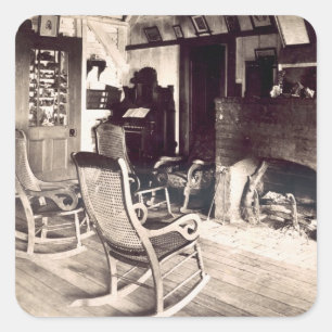 アメリカの木造の小屋のインテリア、c.1880s (pho) スクエアシール