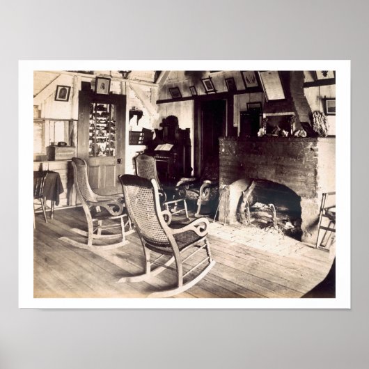 アメリカの木造の小屋のインテリア、c.1880s (pho) ポスター (正面)