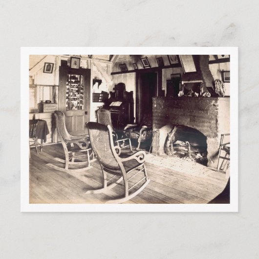 アメリカの木造の小屋のインテリア、c.1880s (pho) ポストカード (正面)