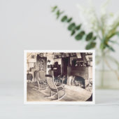 アメリカの木造の小屋のインテリア、c.1880s (pho) ポストカード (スタンド正面)