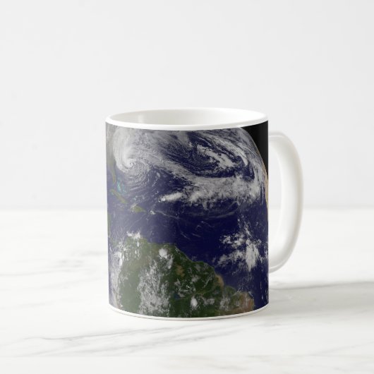 アメリカの東海岸に沿ったハリケーン「サンディ」。 コーヒーマグカップ (正面右)