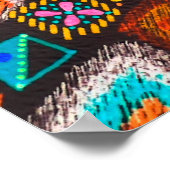 アメリカの柄。イカットシームレスプリント。インディアンデシ ポスター (角)