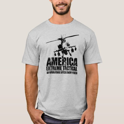 アメリカの極度な戦術的-アパッシュのヘリコプター Tシャツ (正面)