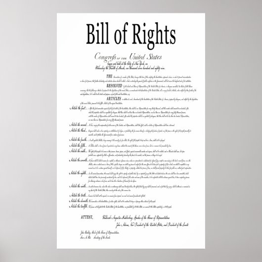 アメリカの権利法案ホワイトクラシック紙 ポスター (正面)