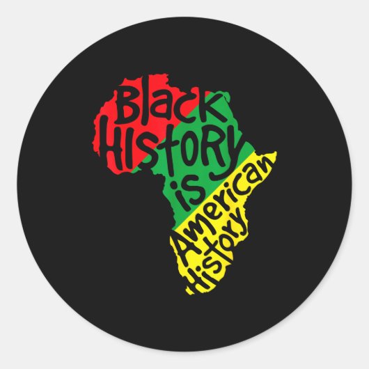 アメリカの歴史は黒人の歴史 アフリカ地図 ブラック ラウンドシール (正面)